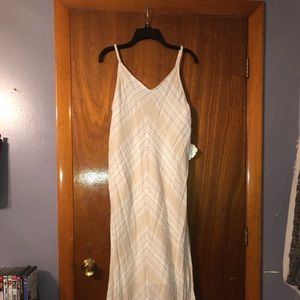 White and Tan long Summer Dress